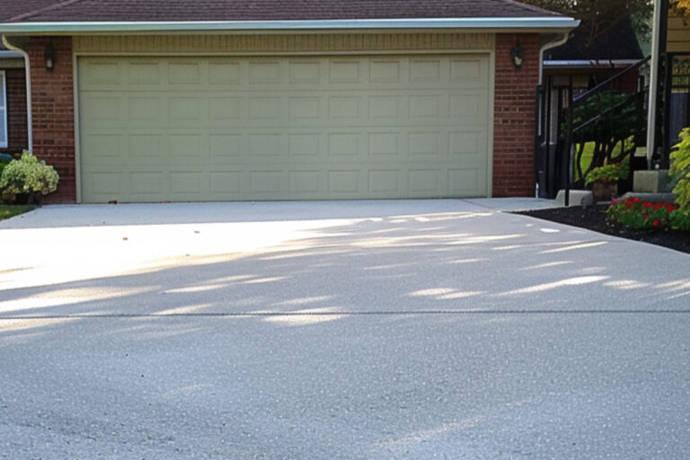 A Solid Concrete Driveway of a House