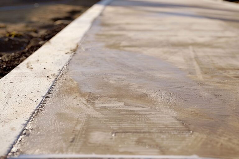 New concrete driveway with a trowel etched finish