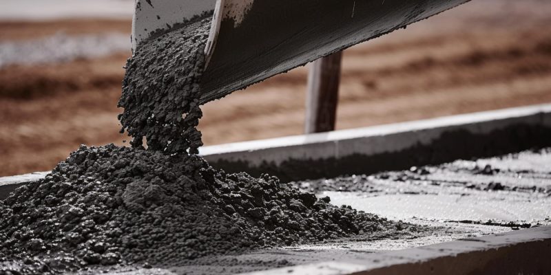 A Closeup of Concrete Pouring